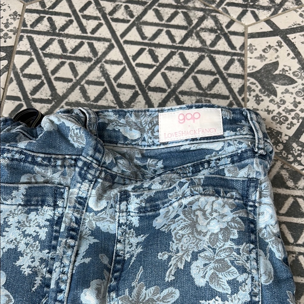 Gap/love shack fancy girls Blue Floral Jeans